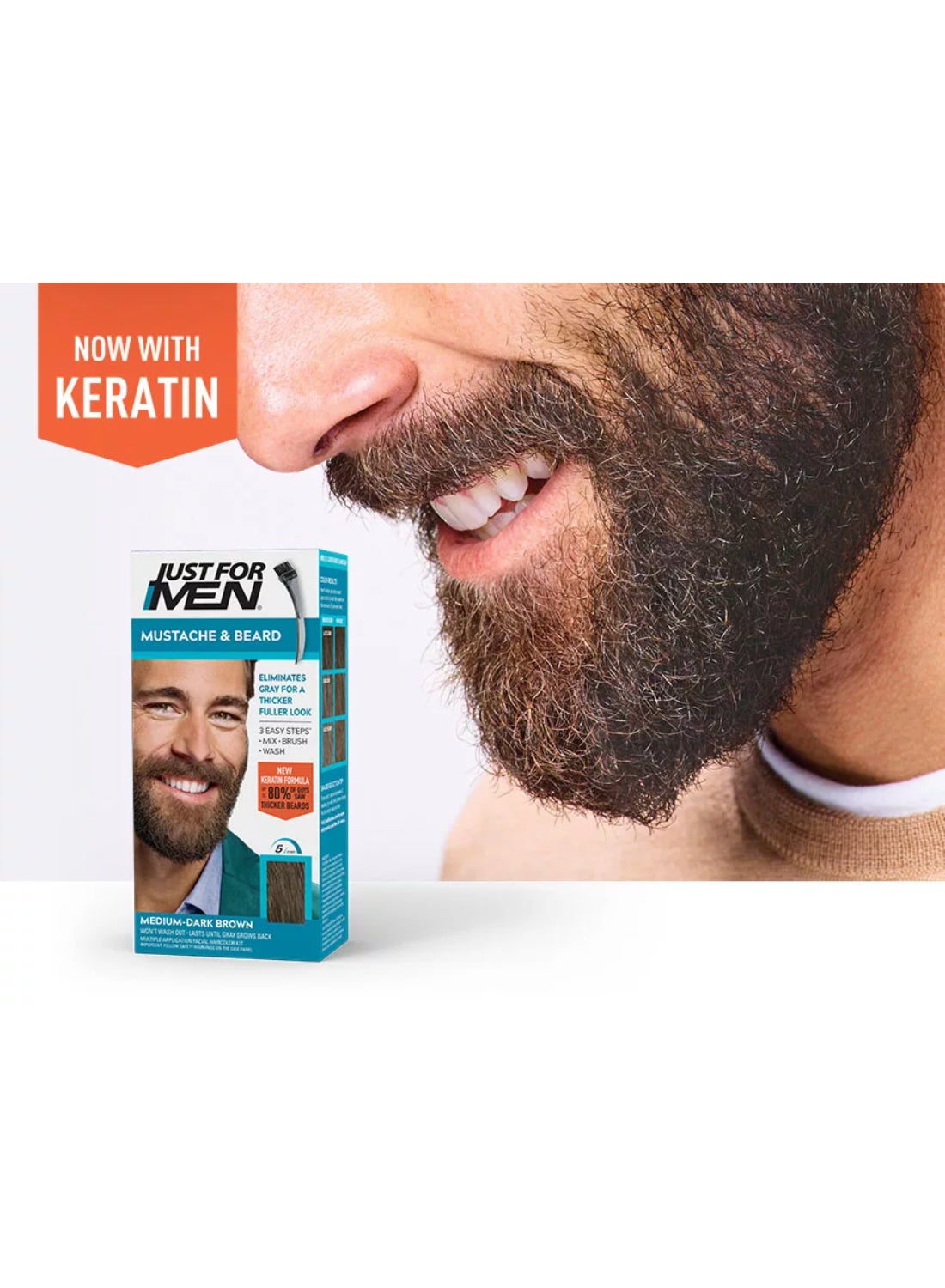 Mustache & Beard – Beard Dye For Men, Medium Dark Brown, M-40, Easy Brush-In Gel With Biotin, Coconut Oil, And Aloe For Soft, Strong Facial Hair - image 2
