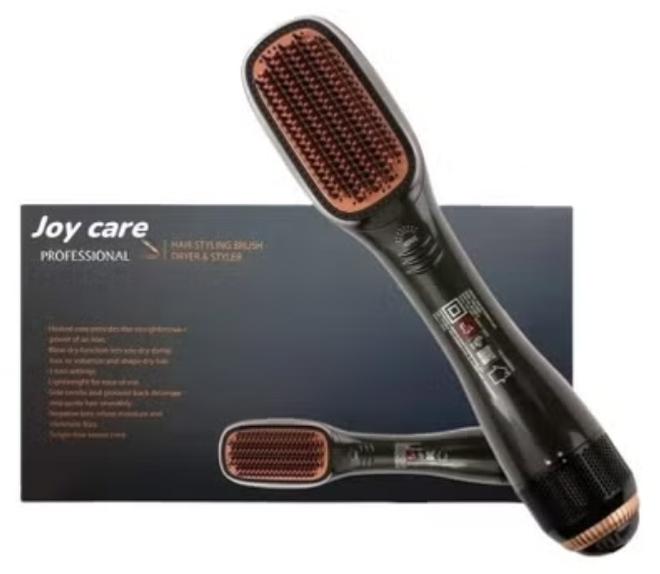 Ceramic Dryer and Styler 2-in-1 – Black/Beige Hot Air Brush with Ionic Technology – Hair Dryer & Straightening Brush Combo for Fast Drying, Frizz-Free Shine & Smooth Styling – Lightweight Ergonomic Blow Dryer Brush for All Hair Types – Salon Results at Home
