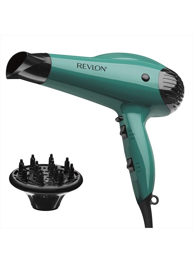 Revlon Volume Booster Hair Dryer | 1875W for Voluminous Lift and Body, (Green)
