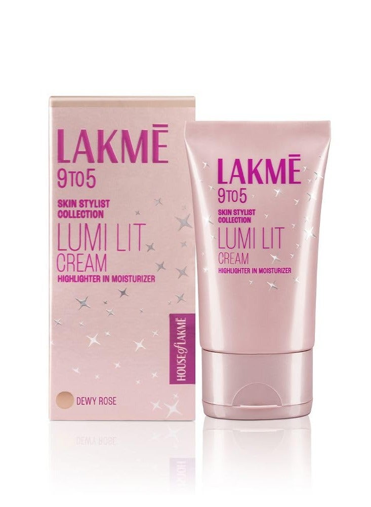 Lakme Lumi Cream - Face cream with Moisturizer + Highlighter, enriched with Niacinamide and Hyaluronic Acid   Dewy Rose, 30g