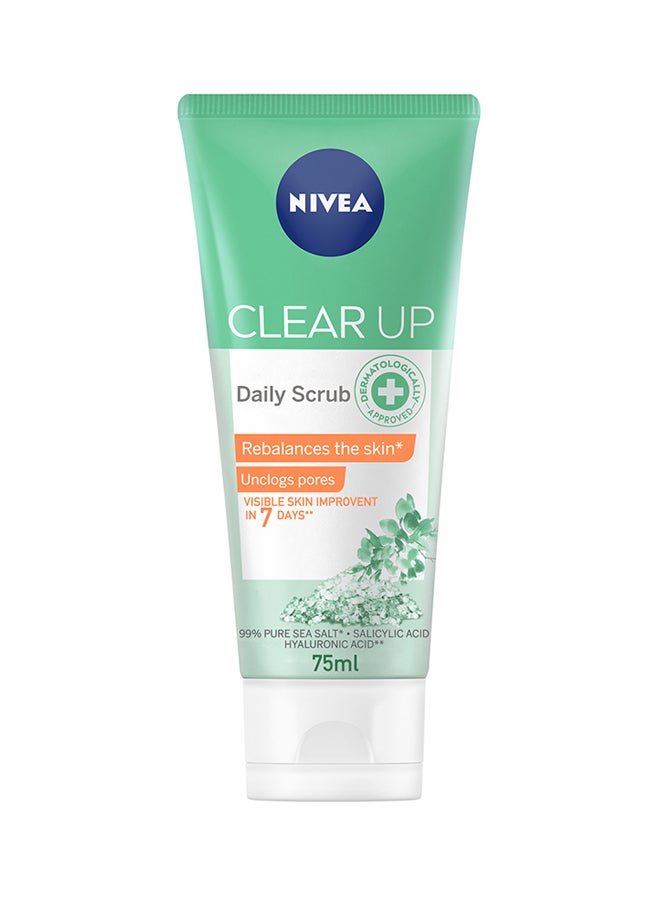 Daily Exfoliating Face Srub Clear Up Unclog Pores With Sea Salt Salicylic And Hyaluronic Acid 75ml
