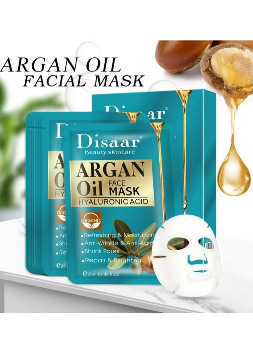 Argan Oil Facial Mask Moisturizing and Brightening Mask (10 Pack)