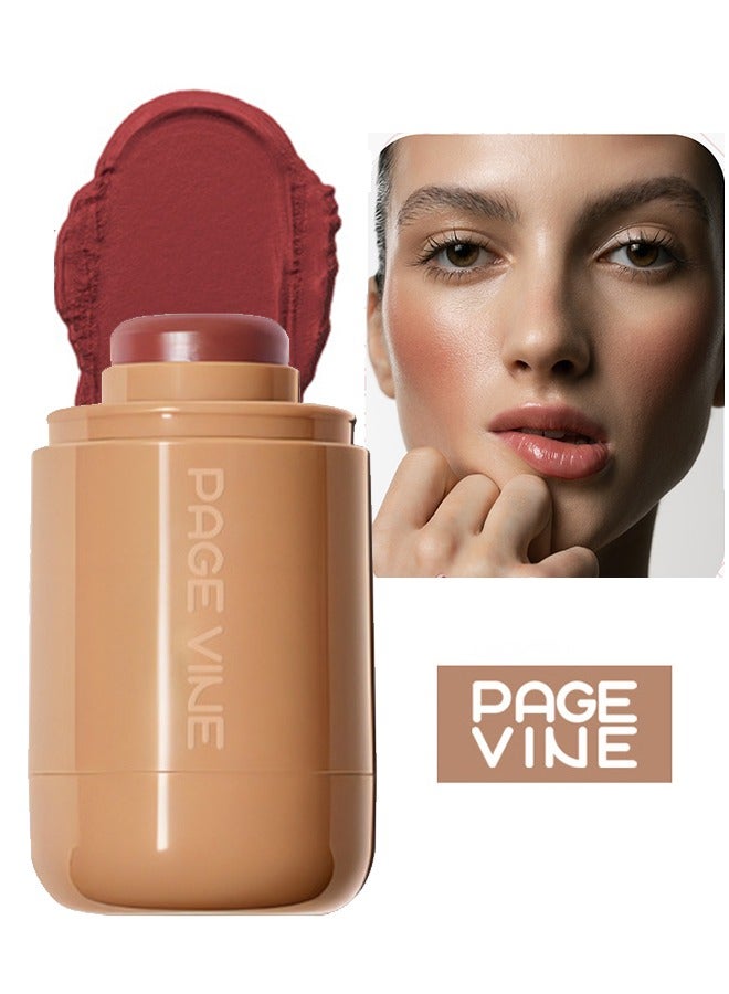 Pocket Blush -  Long Lasting Smooth Lipstick Blush Stick, Matte Highly Chroma Blusher Paste, Waterproof Blusher Cream #06