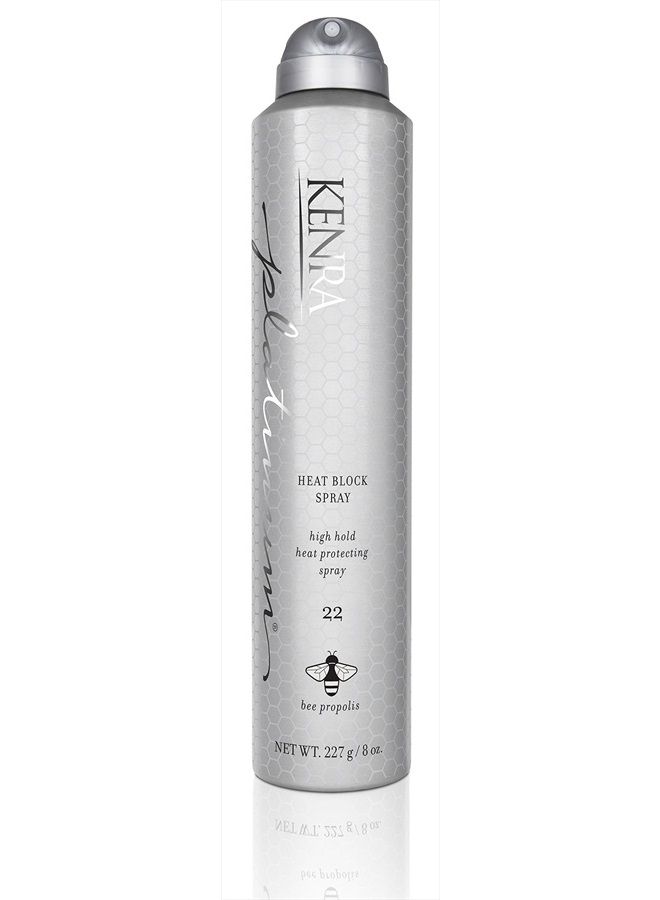 Kenra Platinum Heat Block Spray 22 | Heat Protecting Hairspray | High Hold For Ultimate Style Longevity | Clean Release From Hot Tools | All Hair Types | 8 oz