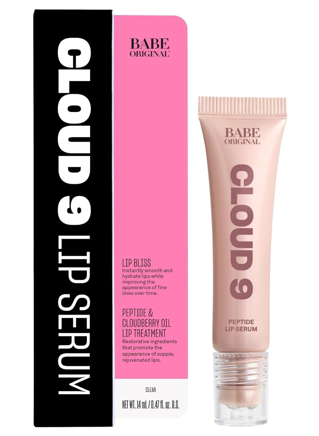 BABE ORIGINAL Cloud 9 Peptide Lip Serum | Daily Lip Treatment with Cloudberry Oil, Mushroom Extracts, Hyaluronic Acid for Dryness & Fine Lines | Smoothing & Hydrating Lip Moisturizer | Vegan Lip Care