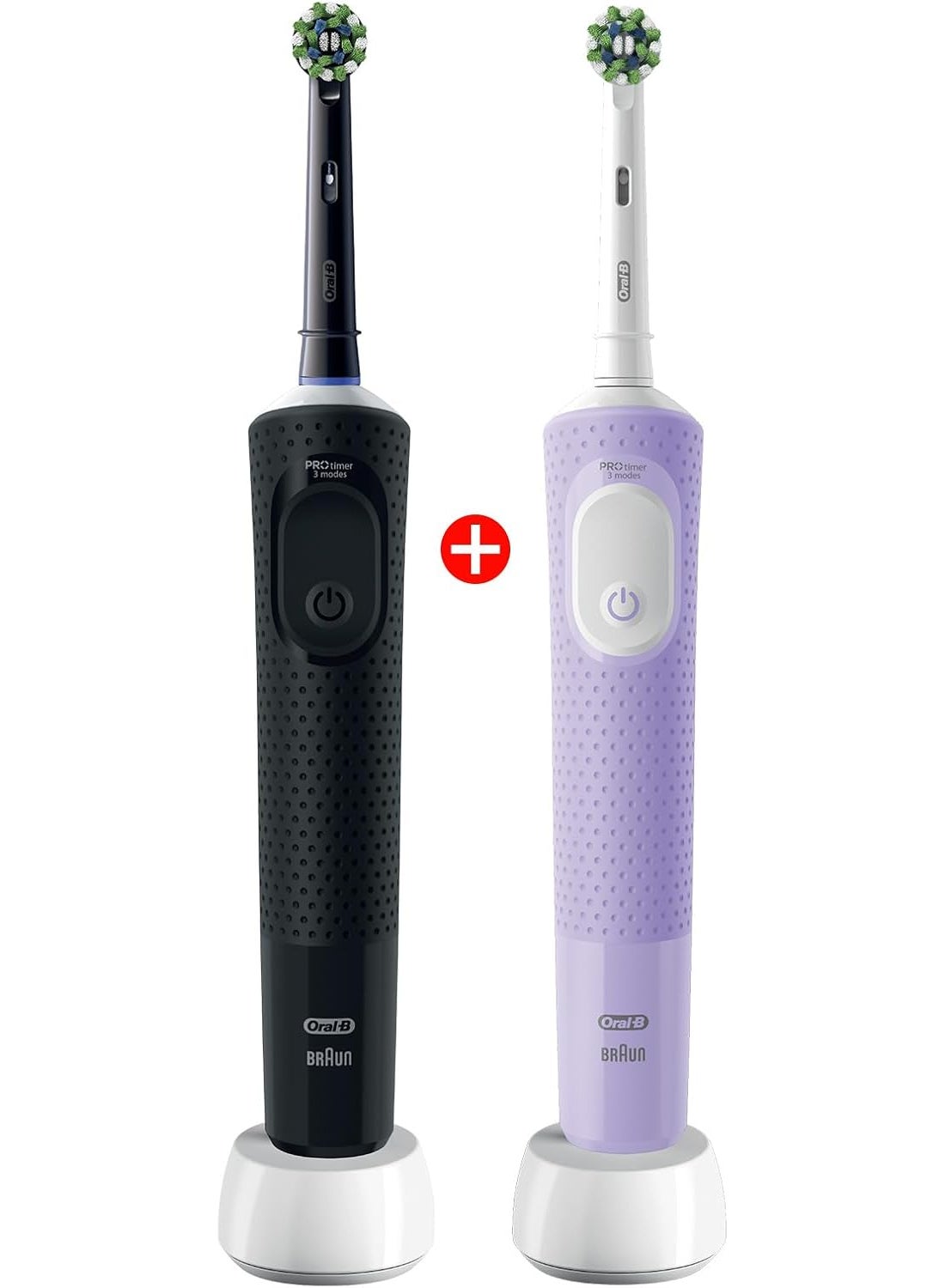 Oral B Vitality D300 Tooth brush - 3 cleaning modes, Gentle brushing and 2 Minutes Built in Timer, Promo Pack  - D103.413.3 PK + BLK - image 2