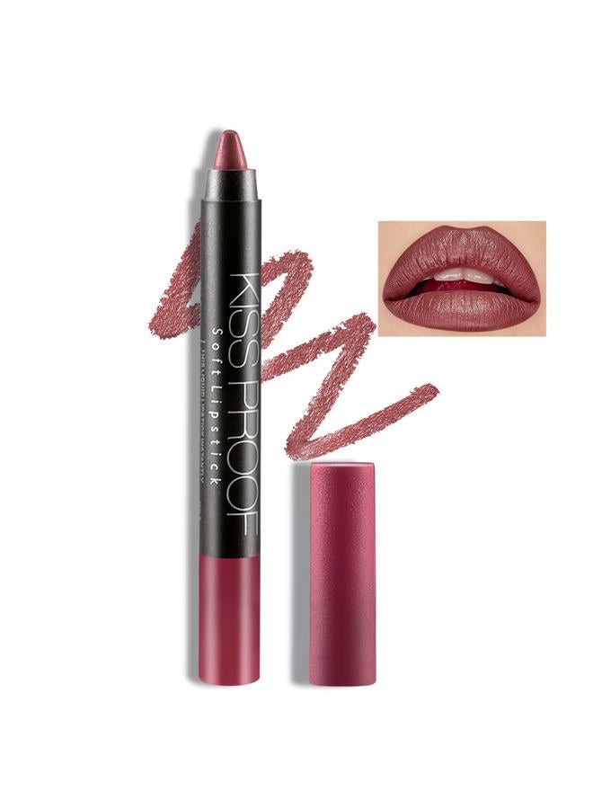 Matte Lipstick Pencil Lip Crayon Stick Matte Velvet Lipgloss Creamy Lip Liner Full Coverage High Pigment Waterproof Non-Fade Lipstick for Women, Matte Lip Stain with Smooth Makeup