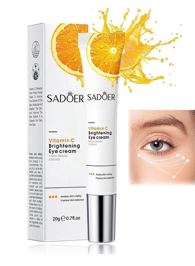 Vitamin C Brightening Eye Cream,Magic Eye Cream for Dark Circles Puffiness Wrinkles Fine Lines and Bags Under Eyes, Quick Results Vitamin C Skin Renewing Anti Aging Eye Cream for Men Women All Skin Types (20g)