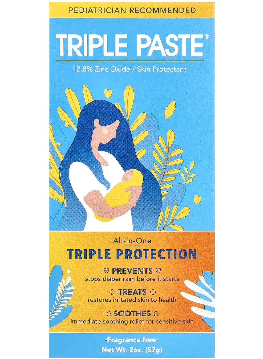 Triple Paste, Zinc Oxide, Fragrance-Free, 2 oz (57 g)