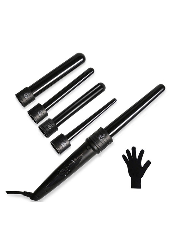 5 in 1 Curling Iron Wand Set With Adjustable Temperature Ceramic Barrels and Heat Protective Glove