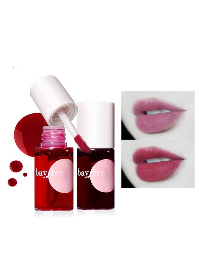 2 Colors Lip Stain Tint Set,Liquid Lipstick Mini Velvet Lip Tint Hydrating Lip Stain Moisturizing Long Wear Lip Gloss Makeup (1#Apple+3#Watermelon)