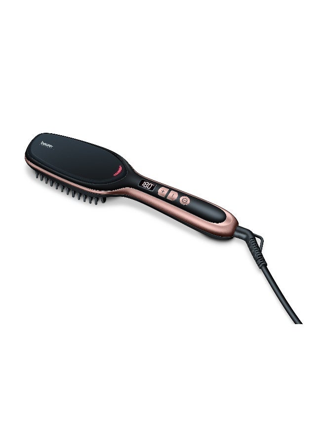 HS 60 Hair Straightening Brush, Ceramic-Coated Bristles with Integrated Ion Function for Sleek and Shiny Hair