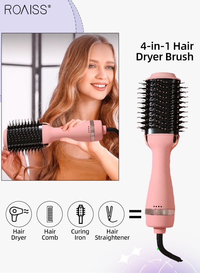 4-in-1 High-power Hair Dryer Brush, Quick-drying Hair Styling Comb, Three-speed Temperature Adjustment with 360°Rotatable Power Cord for Medium Long Hair