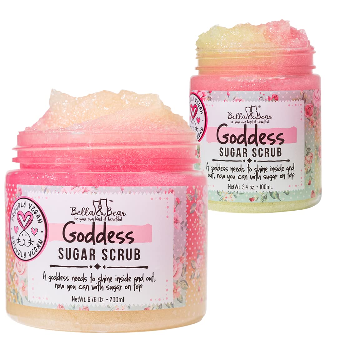 Bella & Bear Goddess Sugar Scrub Bundle Full size and Travel Size 6.7 & 3.4oz