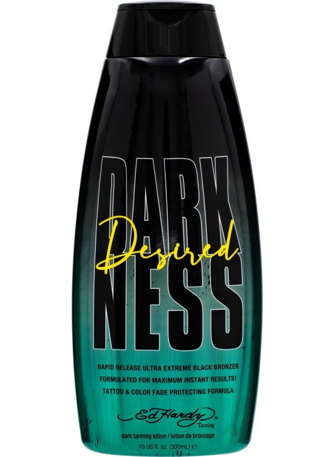 Ed Hardy Tanning Desired Darkness Dark Tanning Lotion – Rapid Release Ultra Extreme Black Bronzer Formulated for Maximum Instant Results, Tattoo and Color Fade Protecting Formula – 10 oz.