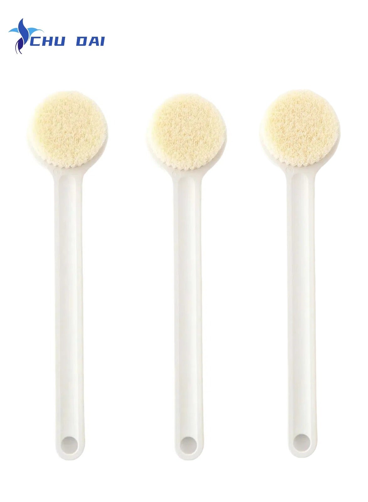 3-pack Body Brush Dry Brushing Shower Bath Brush Long Handle Gentle Back Skin Scrubber Exfoliate Massage Improve Blood Circulation Cellulite Treatment