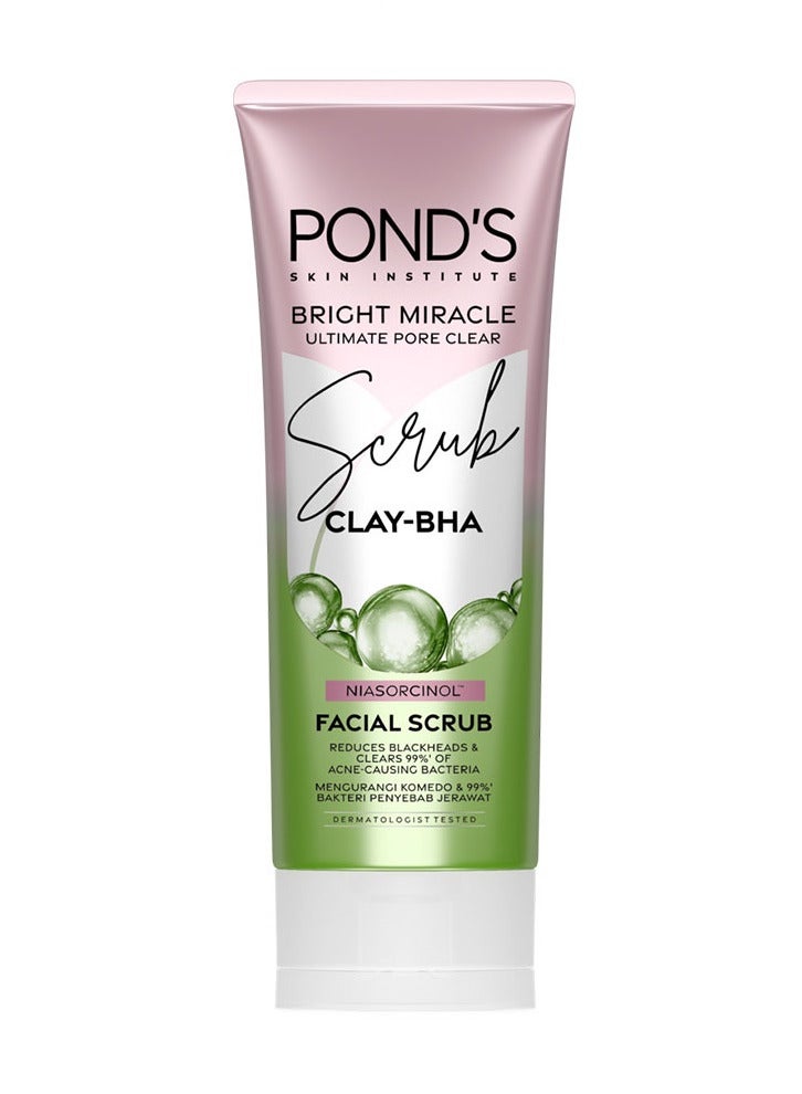 Bright Miracle Ultimate Pore Clear Scrub CLAY-BHA Niasorcinol Facial Scrub Reduces Blackheads & Clears 99% Of Acne-causing Bacteria 100g