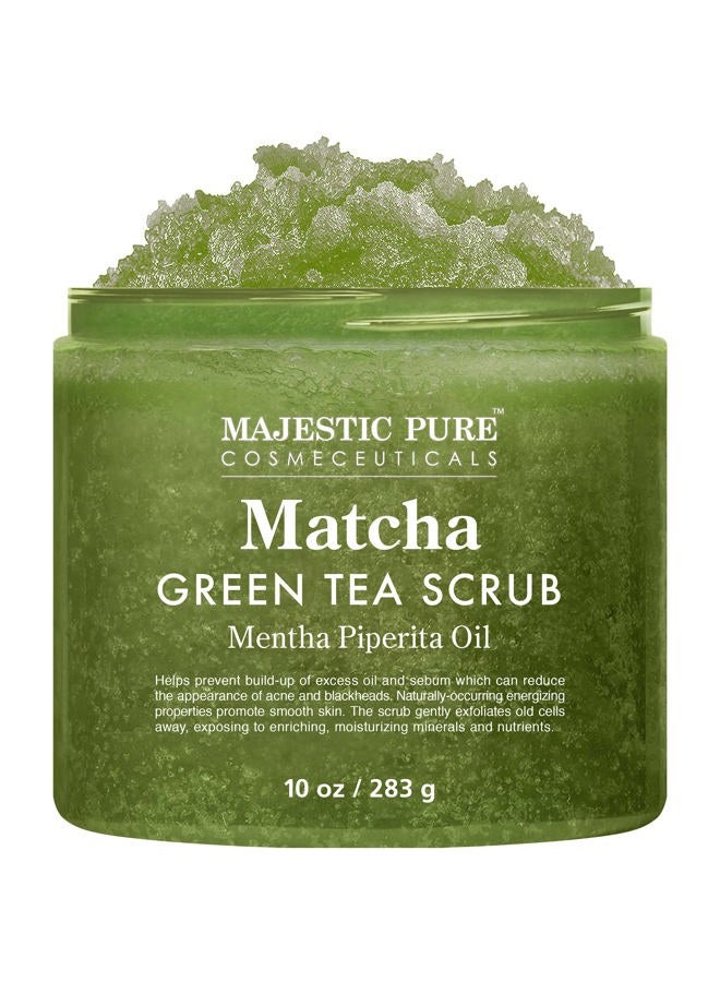 Matcha Green Tea Body Scrub for All Natural Skin Care - Exfoliating Multi Purpose Body and Facial Scrub Moisturizes and Nourishes Face and Skin - 10 oz - Great Gift for Her