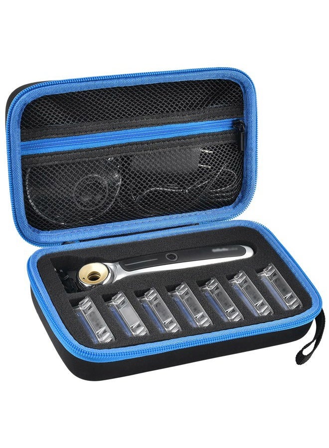 Travel Case Compatible with Gillette Heated Razor for Men, Starter Shave Kit Storage Holder for Blade Refills, Clipper Guards, Charging Dock and Accessories-Blue(Box Only)