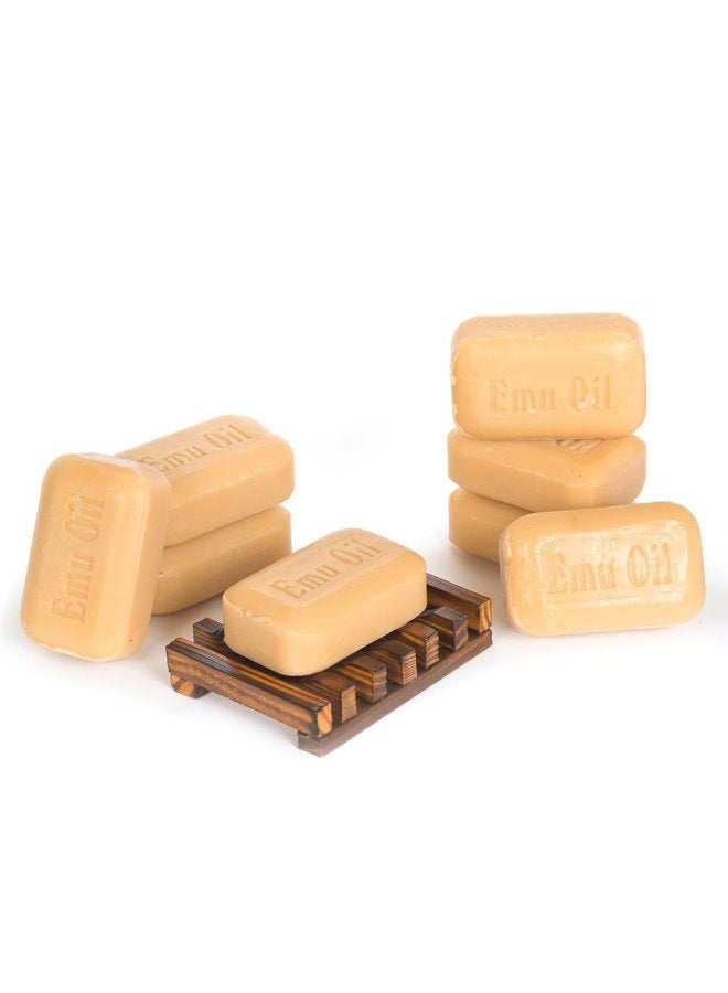Soap Works Emu Oil Bar Soap, 8-Count with Free Soap Works Natural Wood Soap Dish