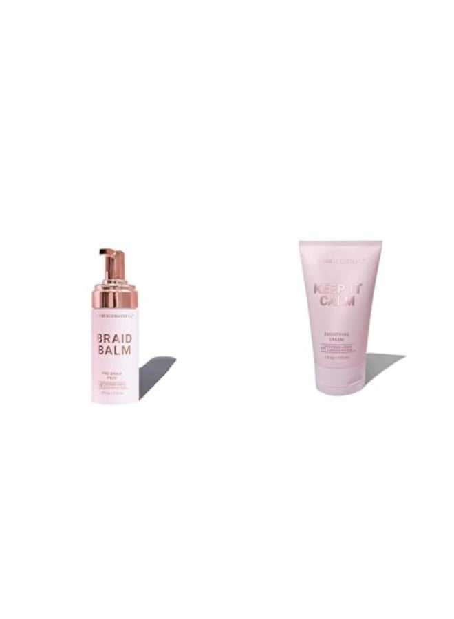 The Beachwaver Co. Braid Balm Pre-Braid Prep - Frizz-Taming Hair Primer for Braids (4 Fl Oz) with Beachwaver Keep It Calm Smoothing Cream | 3.8 Fl Oz