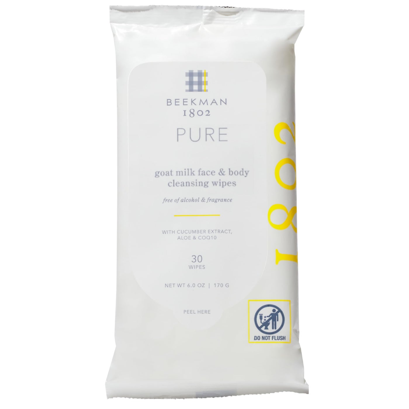 Beekman 1802 Face & Body Wipes - Fragrance Free, 30 Count, Cleanses Dirt & Makeup, With Goat Milk, Aloe & Vitamin E