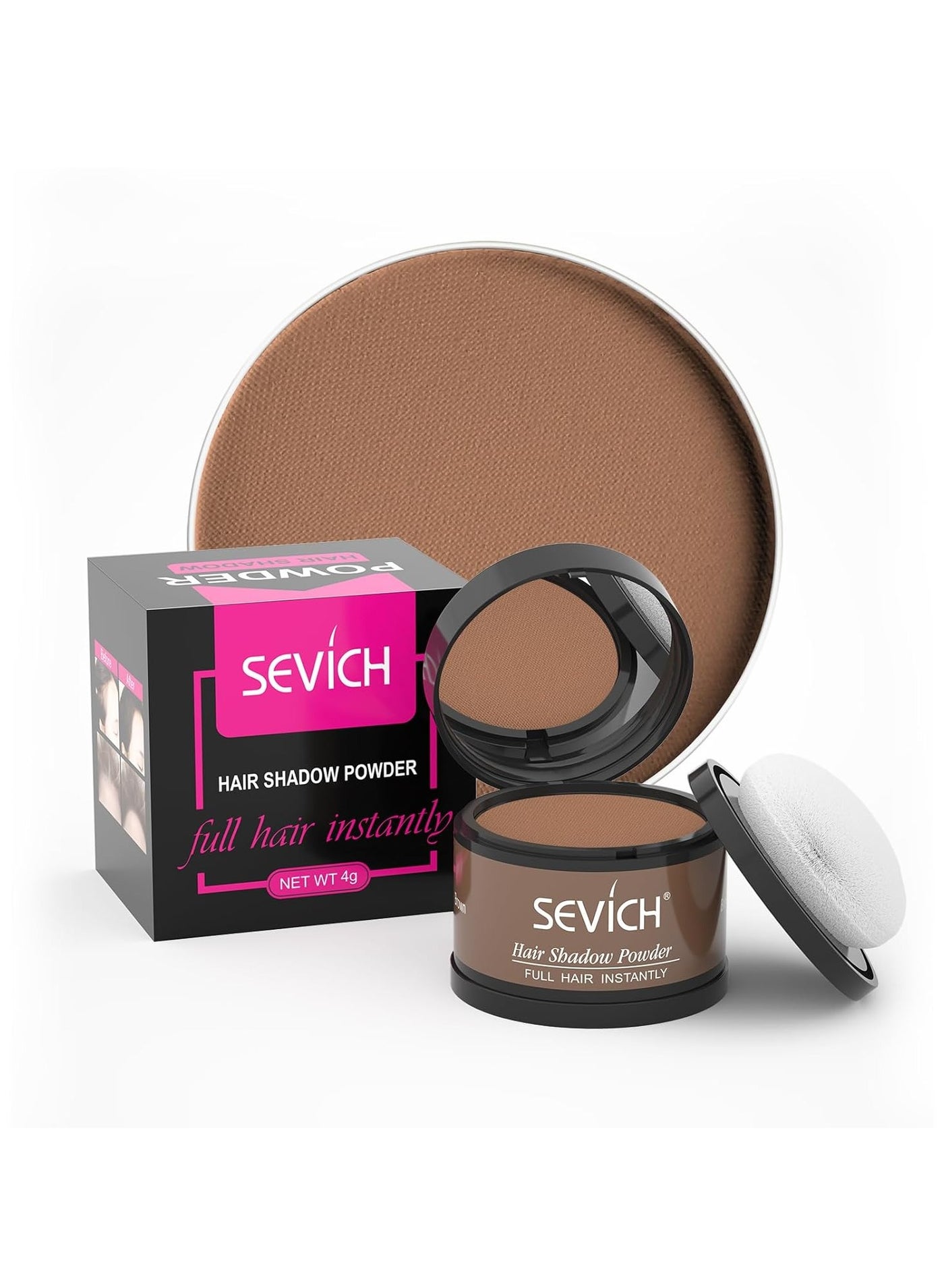 Instantly Hairline Shadow - Powder for Grey Hair Root Touch Up, Thinning Hairline & Eyebrows/Beard Line, Windproof & Sweatproof, Brown
