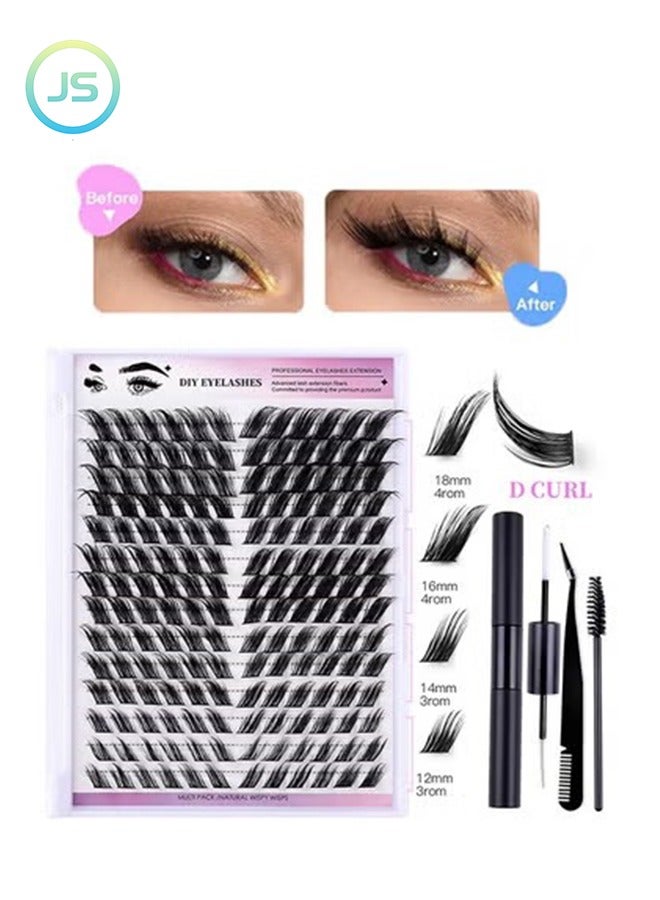 False Eyelashes 168 Clusters of Single Clusters with Angled Flying Hair Natural and Soft Self-grafting Segmented DIY Eyelashes Set, Natural Look Effect Black Individual False Eyelashes
