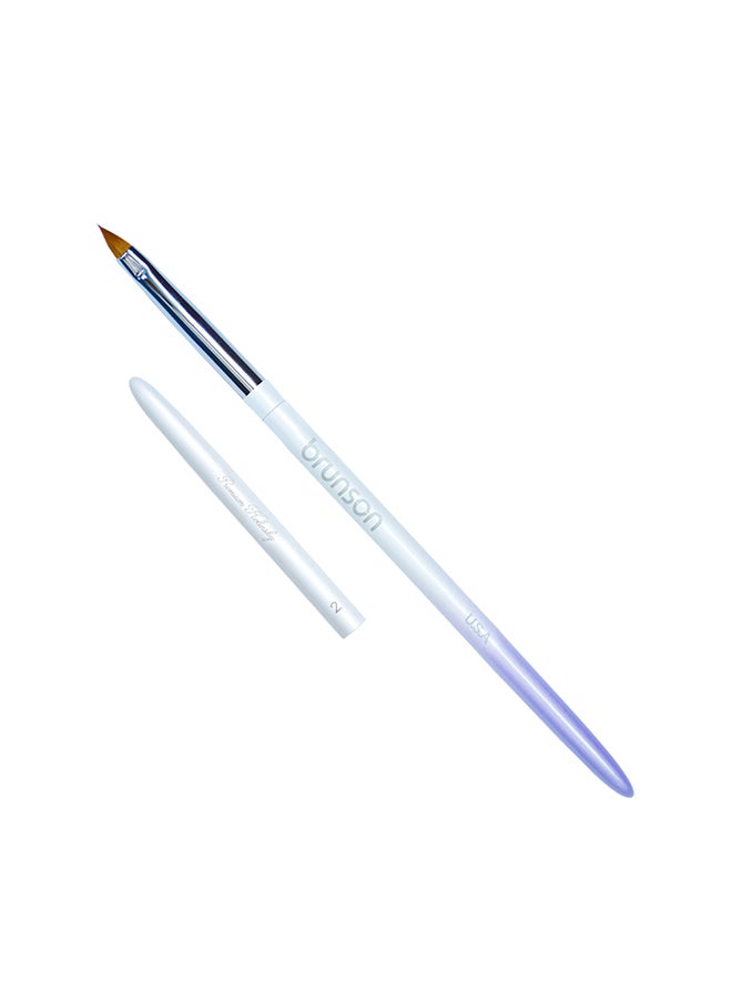 Acrylic Nail Brush 1 Pieces Pure Sable Hair Professional Nail Art Painting Brush For Manicure Pedicure Kolinsky Brush For Acrylic Application Nail Extensions And 3D Nail Carving Size 02