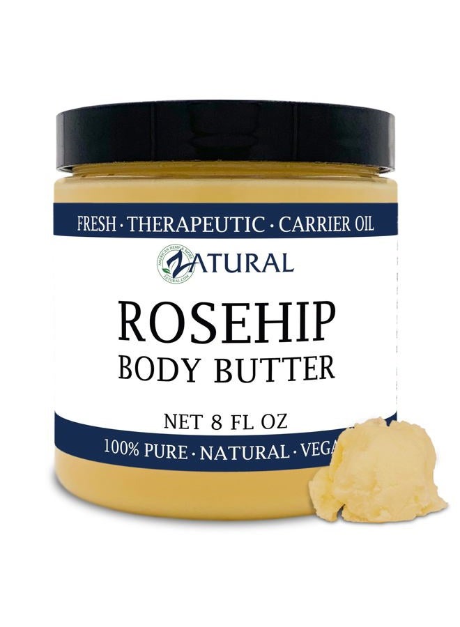 Organic Seed ROSEHIP BUTTER w/ Virgin Shea (8 oz)- Pure Vitamin C for the Face, Hair & Body | Soothe, Heal | Safe for all ages (8 oz)