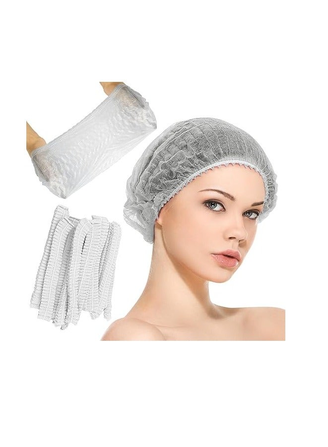 Disposable Hair Hat Net Cap Non-Woven Head Cover Hat For Food Catering Kitchen And Restaurants (100, White)