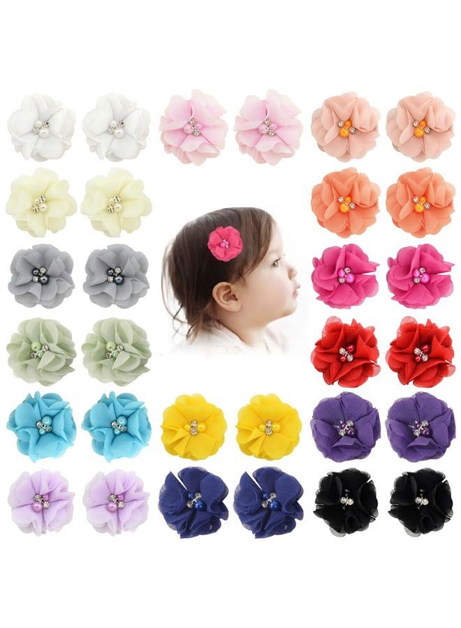30pcs Baby Girls Alligator Hair Clips Chiffon Flower Hair Barrettes Accessories for Kids Toddler Teens (01)
