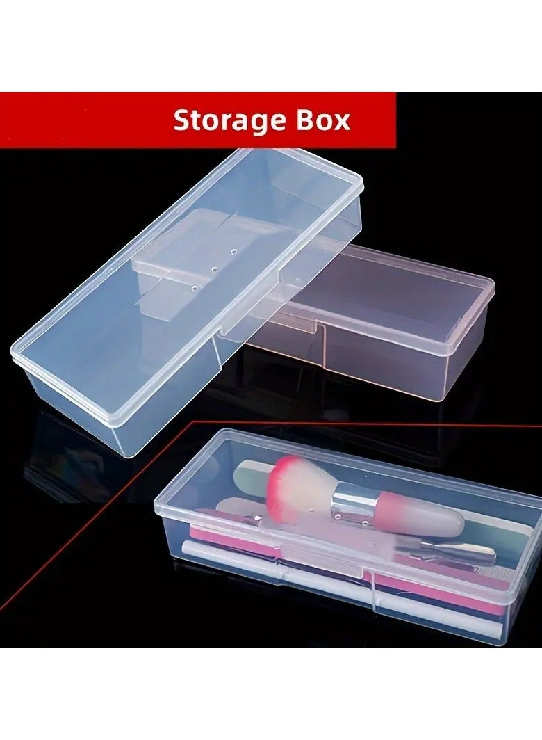 2 PCS PVC Transparent Storage Box for Nail Tools and Cosmetics - Durable Organizer for Manicure Supplies