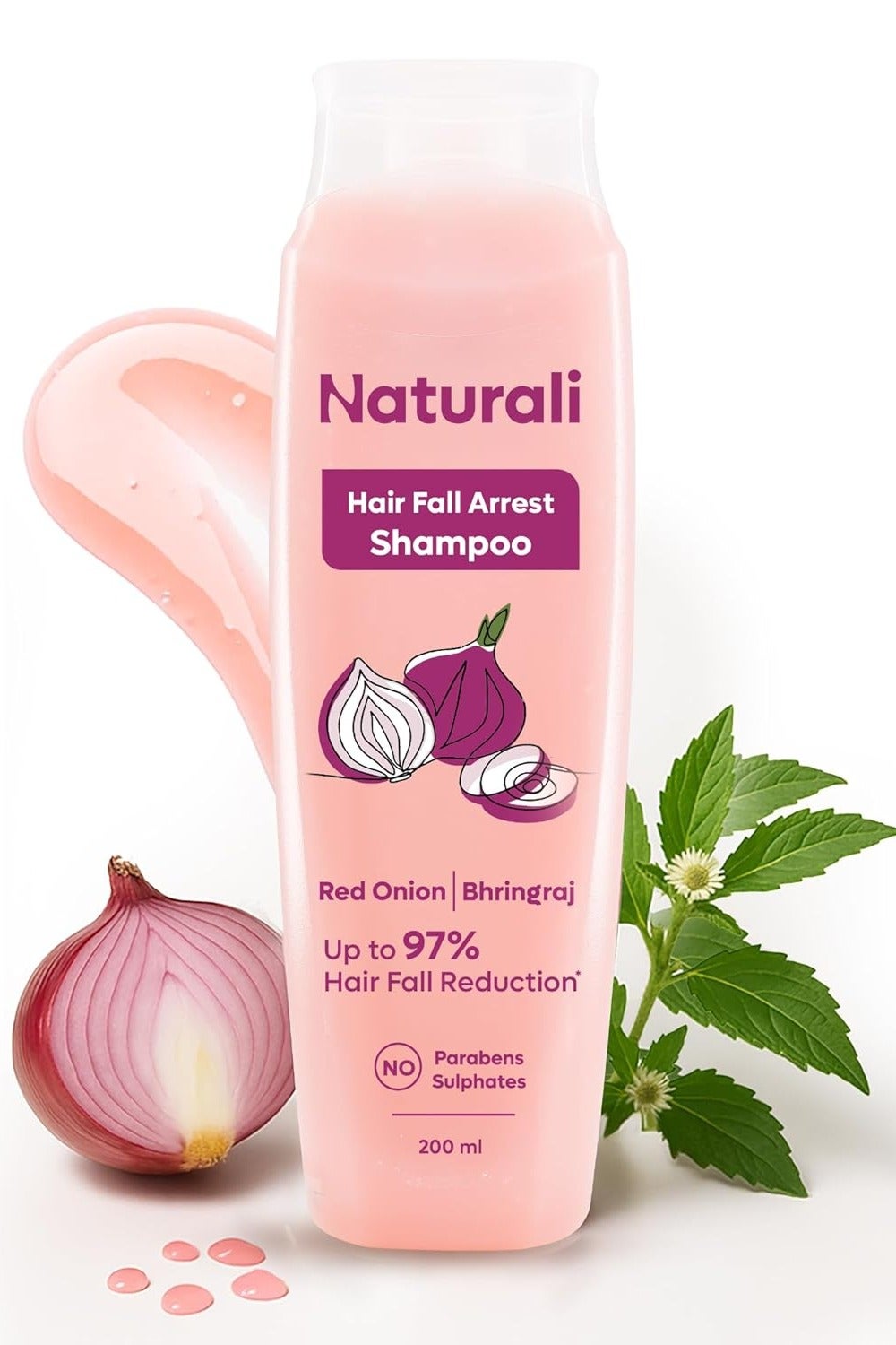 Hairfall Arrest Shampoo with Red Onion & Bhringraj | Controls Hairfall | Paraben and Sulphate Free | Hairfall Shampoo for Men & Women | 200 ml