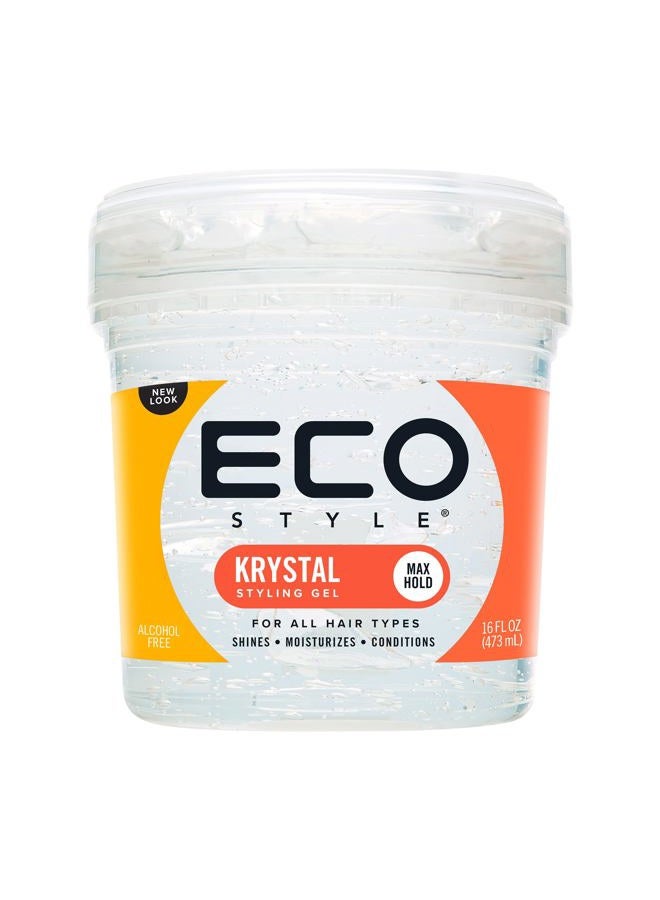 Ecoco Eco Style Hair Gel Krystal - Strong Hold - Ideal For Any Hair Type And Color - Adds Body And Shine To All Styles - Weightless - Moisturizes And Help Maintain Healthy Hair - Non-Flaking - 16 Oz