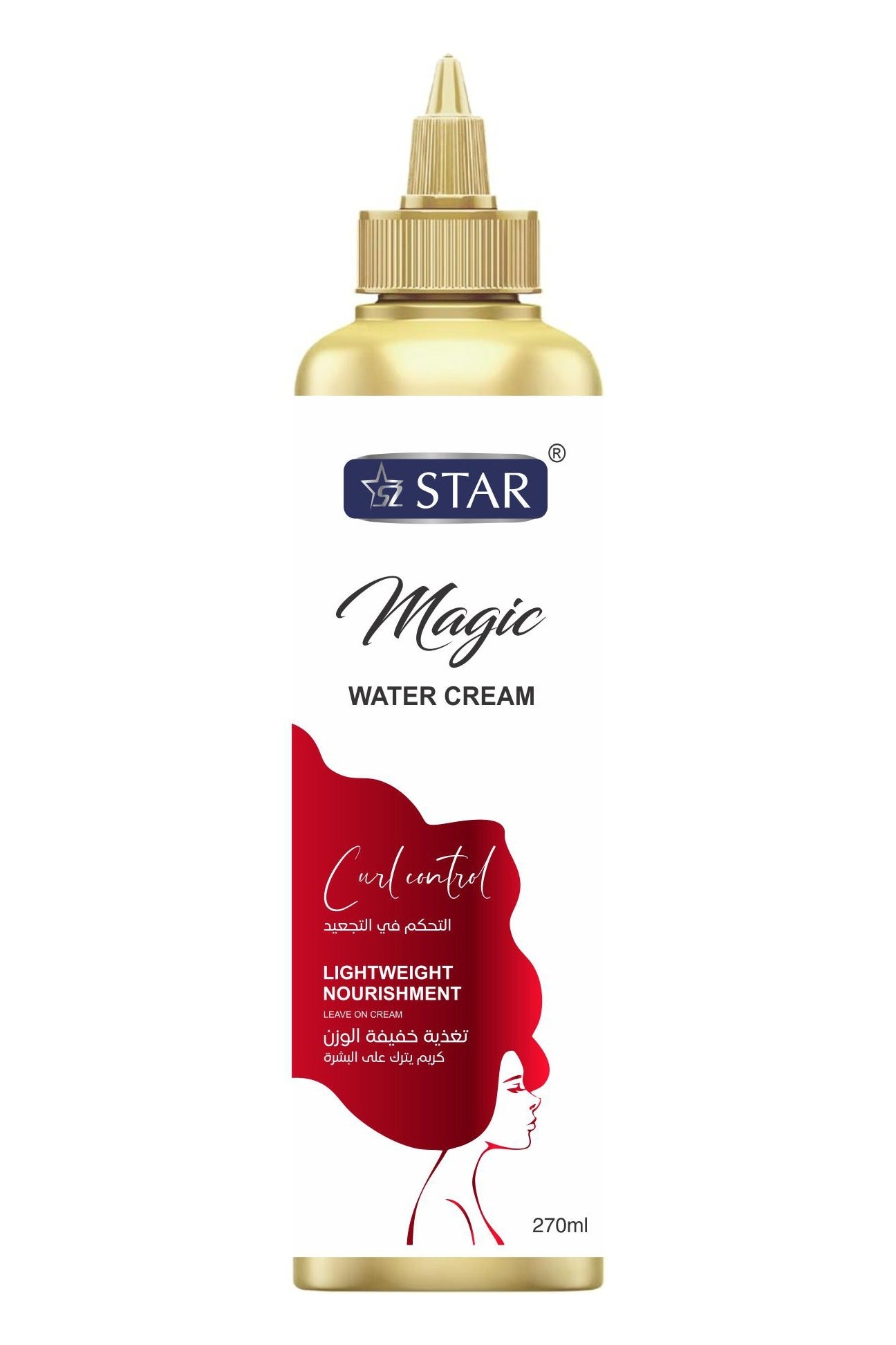 Magic Water Cream for Hair, Curl Control Leave On Cream, Lightweight Non-Greasy Hair Moisturizer, Hydrating & Frizz-Reducing Styling Cream for Soft, Defined, Bouncy Curls – Daily Use for All Hair Types, 270ml