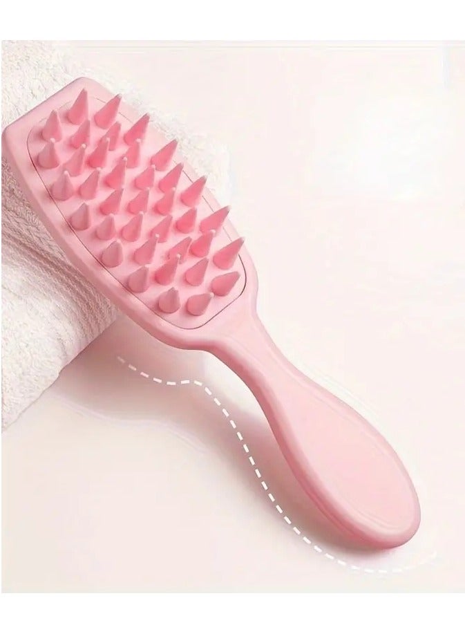 1pc Silicone Scalp Massager Brush Soft Silicone Brush For Hair Cleaning, Exfoliating, Scalp Massage, Convenient And Comfortable For Home Use, Suitable, Women, pink