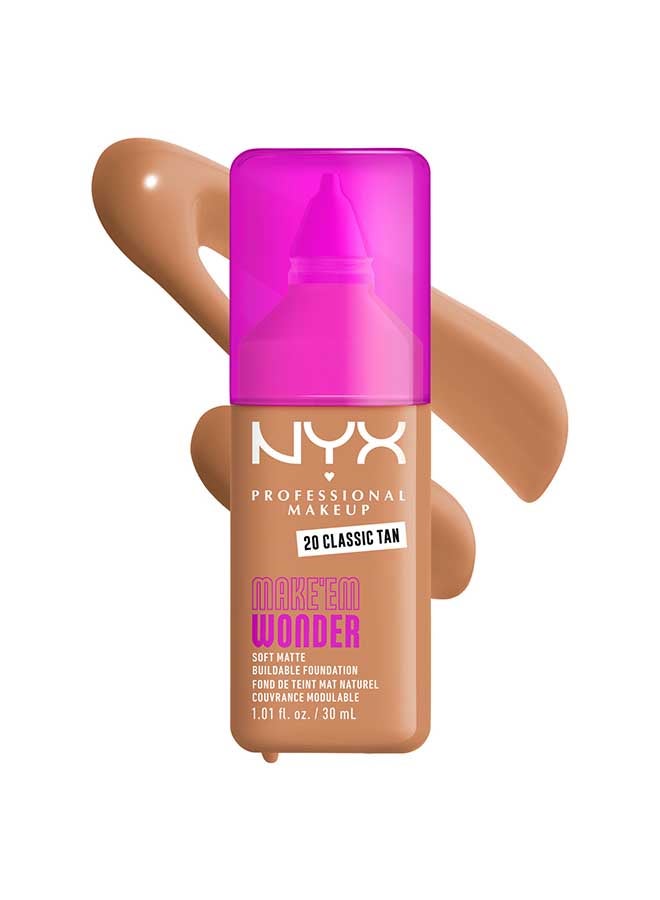 Make 'EM Wonder, 24H Soft Matte Foundation, Undetectable  Finish, Classic Tan