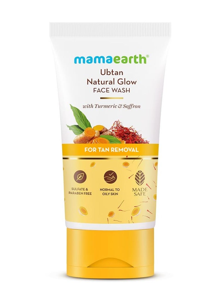 Mamaearth Ubtan Natural Face Wash For all Skin Type with Turmeric & Saffron for Tan Removal 150 ml