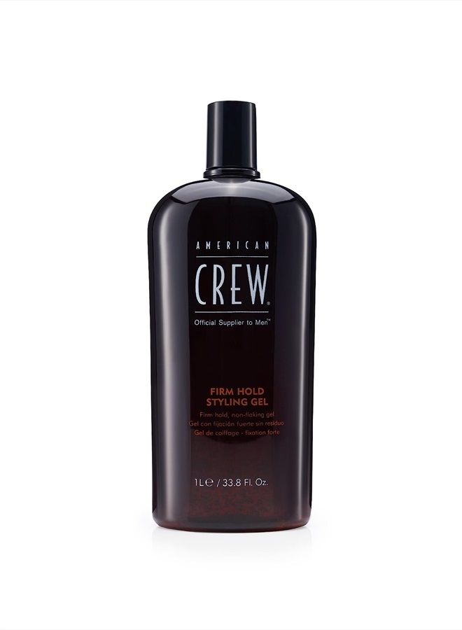 Men's Hair Gel by American Crew, Firm Hold, Non-Flaking Styling Gel, 33.8 Fl Oz