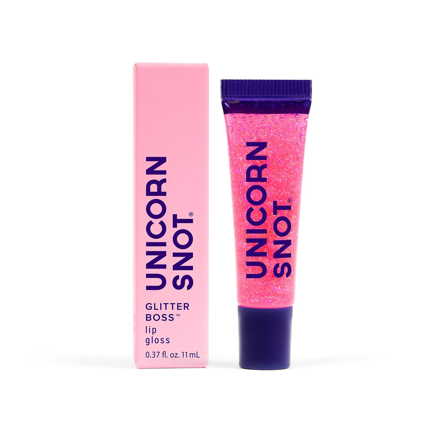 UNICORN SNOT Holographic Glitter Lip Gloss | Sparkly & Shimmer Lips for Christmas Glitter Makeup | Stocking Stuffers for Holiday Gift | Vegan & Cruelty Free 0.37 fl oz (Flamingo/Holographic Pink)