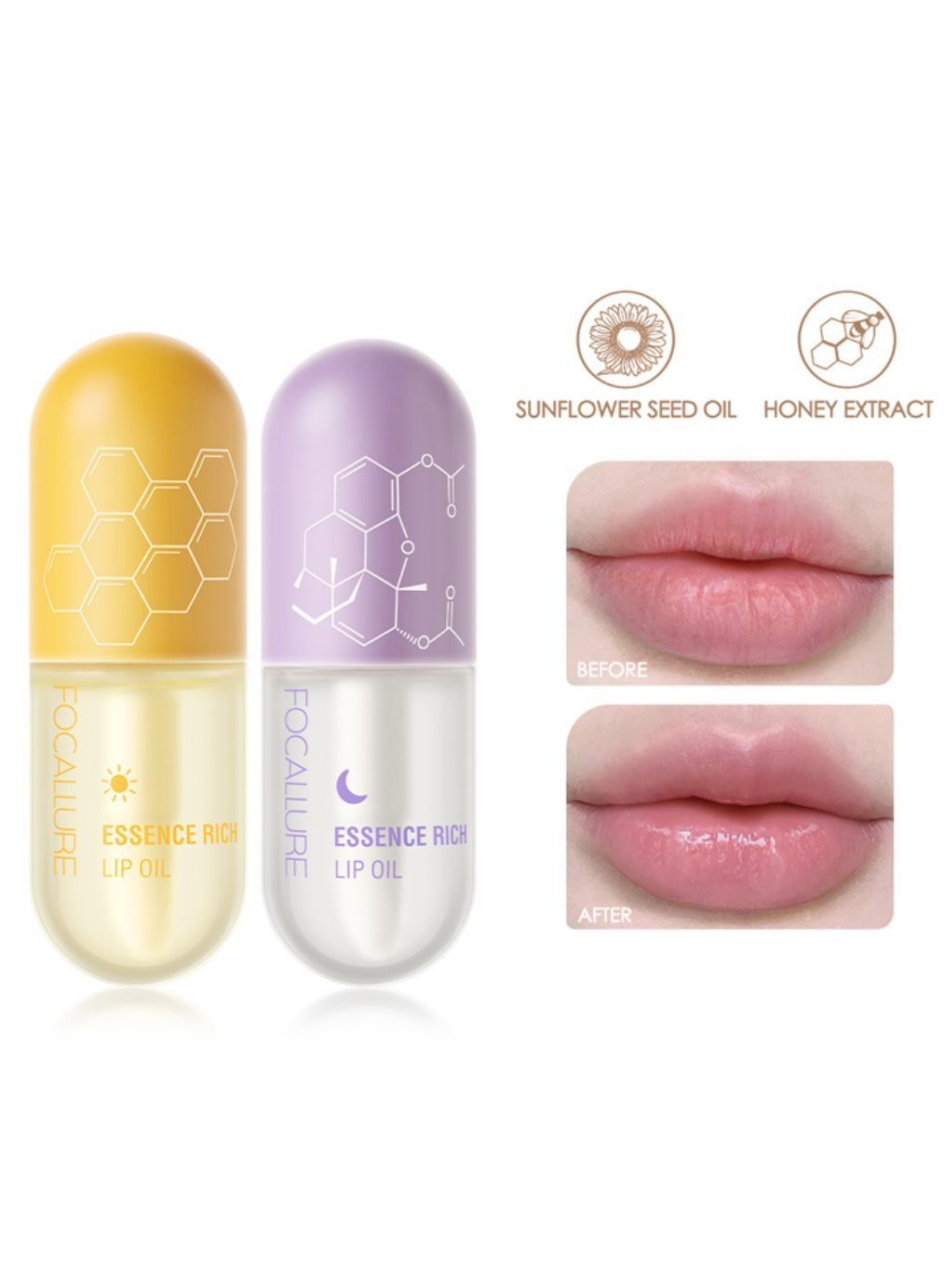 Pure Natural Lip Oil Soften Moisturized Repaired Lip Care Oil Waterproof Lip Plumper Set