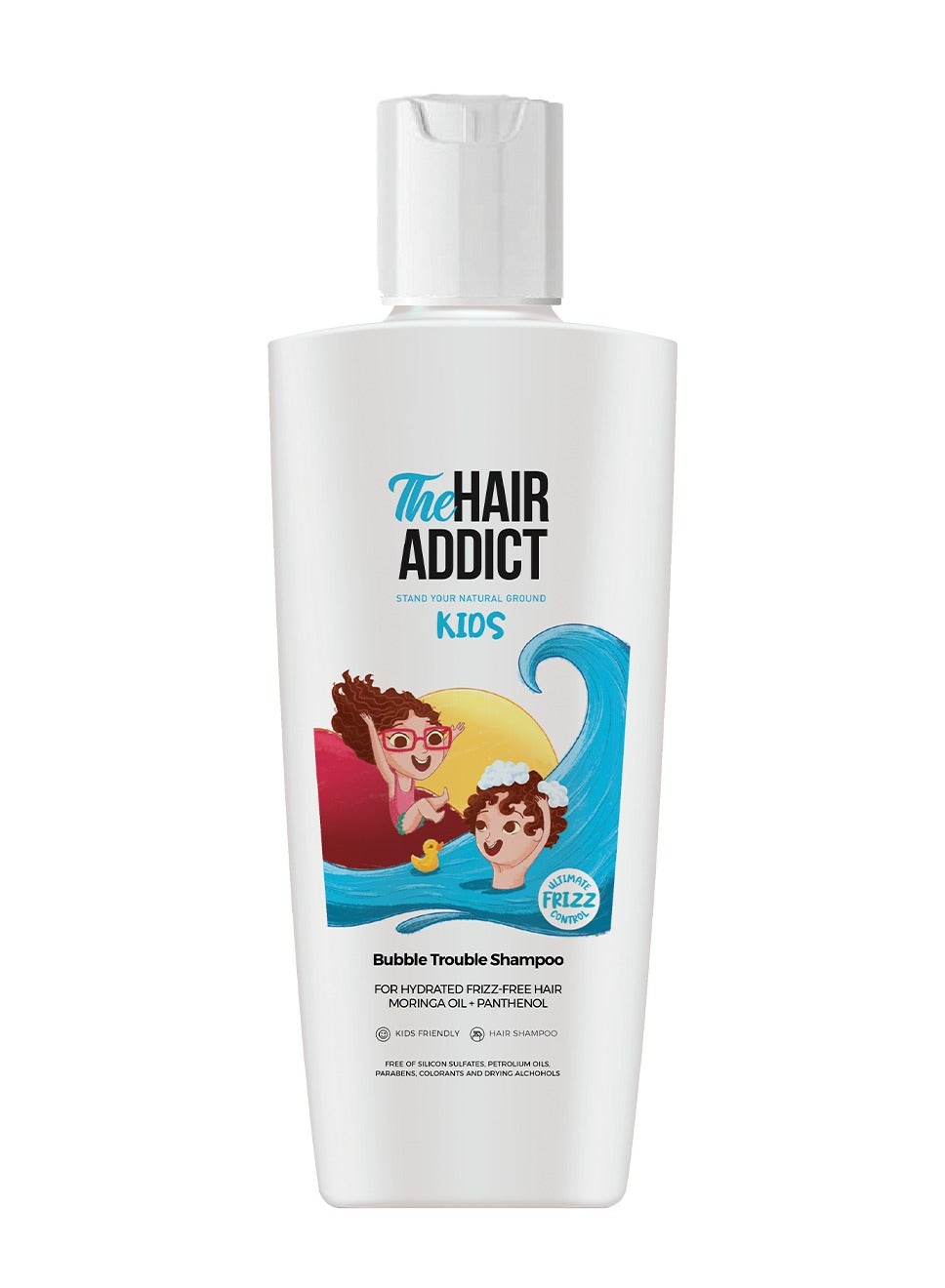 The Hair Addict Bubble Trouble Shampoo - Gentle Daily Cleansing & Frizz-Control Moisturizing Formula with Panthenol & Avocado - Sulfate-Free Silicone-Free - 250 ml