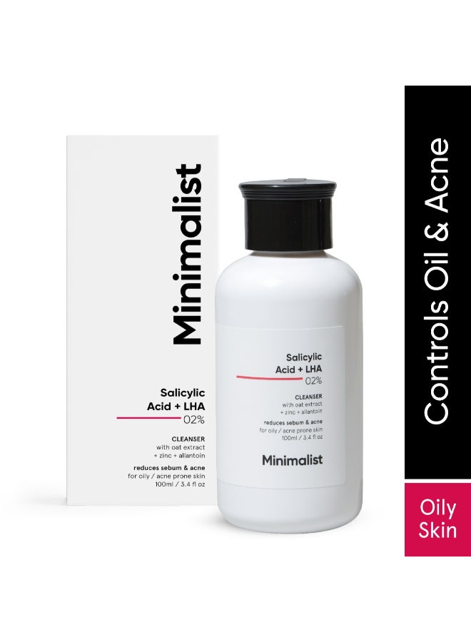 Anti Acne Gentle Face Wash For Oily/Combination & Acne Prone Skin |2% Salicylic Acid for Sebum control | Sulphate free