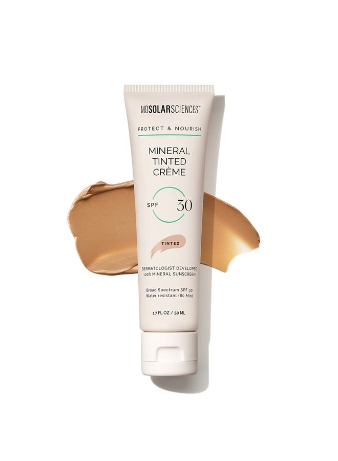 Mineral Tinted Crème SPF 30 Sunscreen for Face – Water-Resistant, Broad Spectrum UV Protection – Blendable Micronized Zinc Oxide Cream – Smooth, Natural Matte Finish, 1.7 Fl Oz