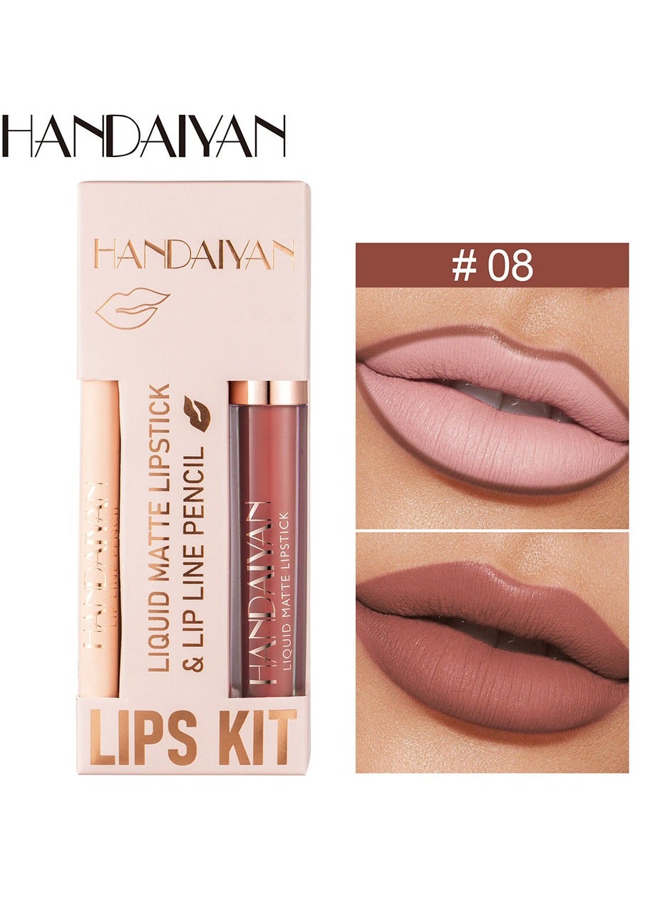 2 in 1 Lip Liner & Lipstick Super Stay Matte Lip Pencil Set,Cosmetics Non-Stick Cup，Nude，Long Lasting Lip Liners Pencil Set For Women & Girls Waterproof,Extreme Finish Makeup, Neutral