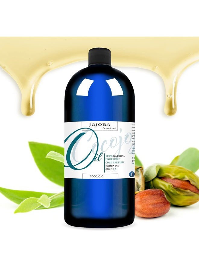 Cocojojo Jojoba Oil Organic, Jojoba Oil for Hair Growth for Skin, Face, 100% Pure Natural, Cold Pressed, Deep Moisturizing Anti-Aging, Essential Oils - 8 Fl Oz