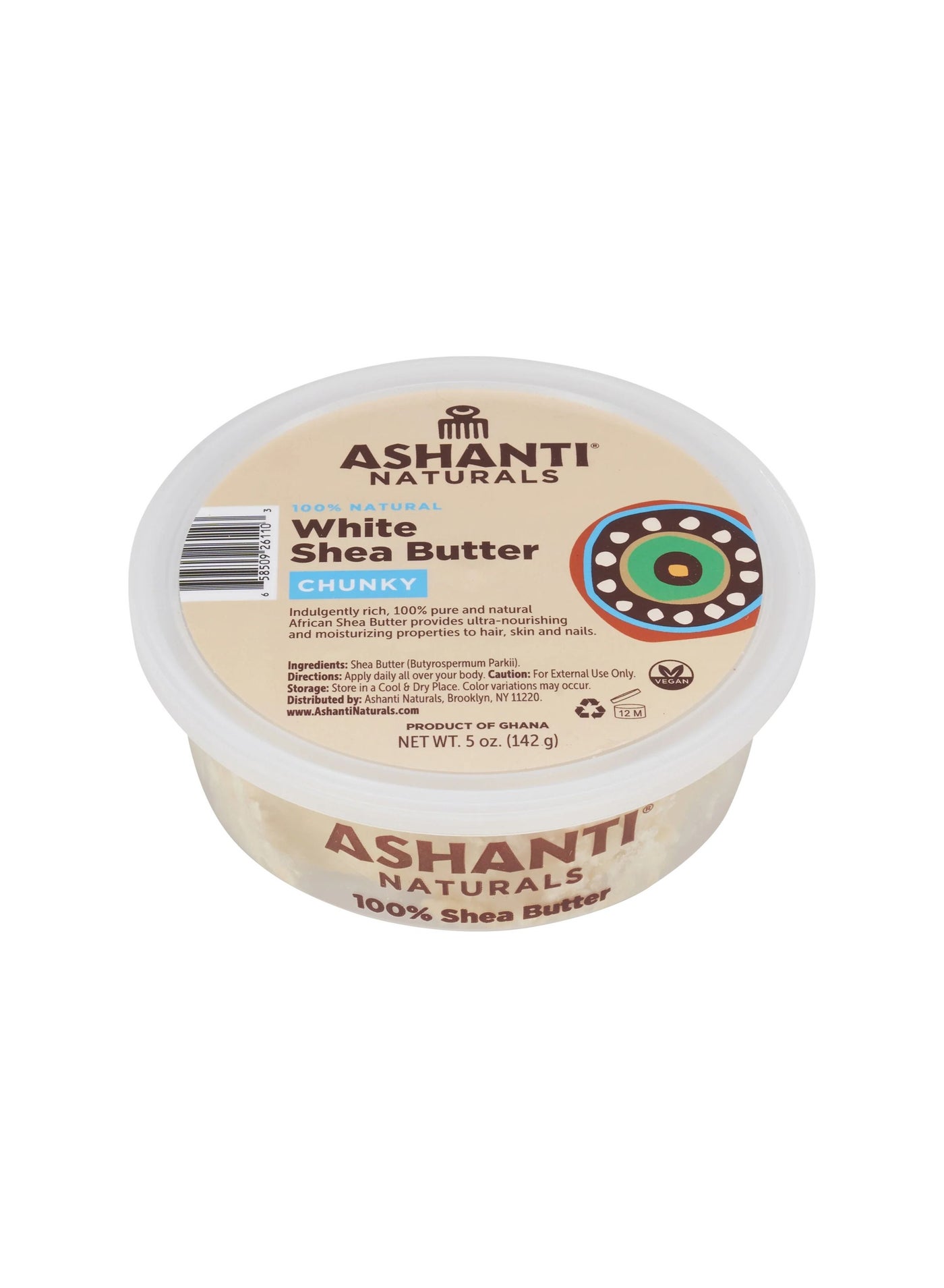 White Chunky Raw Shea Butter | Unrefined African Shea Butter from Ghana | 100% Natural Moisturizer, No Additives - 5 oz