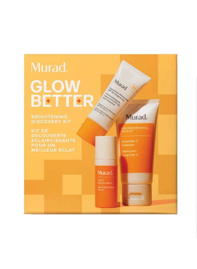Murad Glow Better Brightening Discovery Kit | Vitamin C & Brightening Skincare Set with Serum, Treatment & Moisturizer | Fades Dark Spots & Enhances Radiance