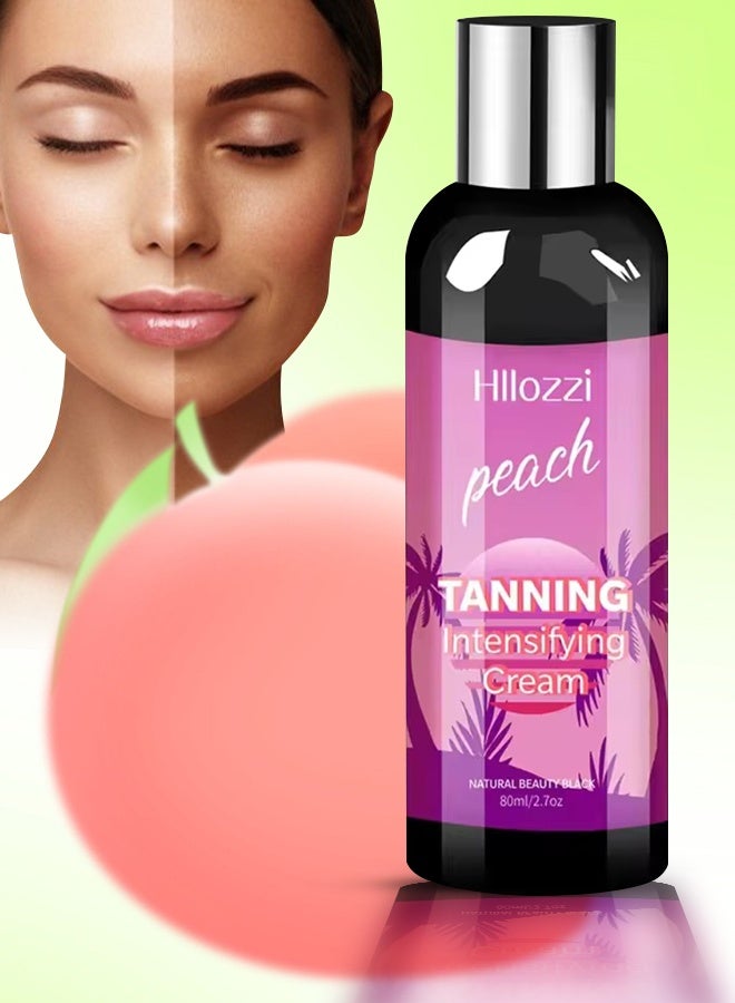 80ml Peach Tanning Intensifying Cream for Men and Women Create Bronze Skin Extreme Intensive Tanning Soft Gel Tanning Lotion Accelerator Tanning Cream Self Tanner Cream for Skin Tanning Sunless Tanner